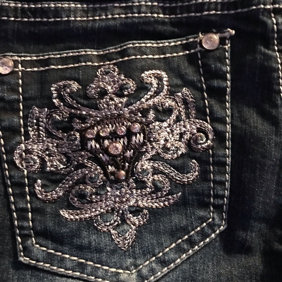 Bebe Embellished Dark Denim Jeans - Picture 6 of 6